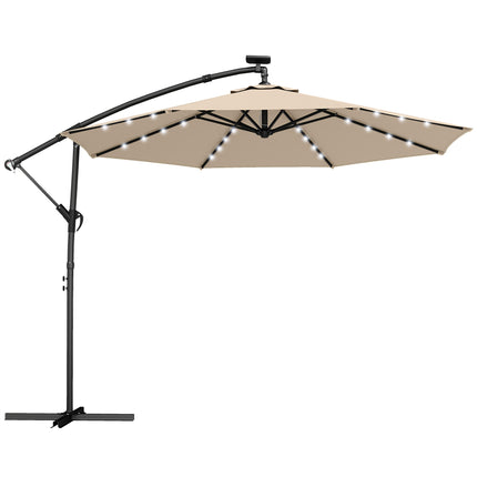 Umbrelă de terasă cu consolă și LED, 3x3m, bej