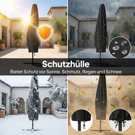 Umbrelă de terasă cu consolă și LED, 3x3m, bej