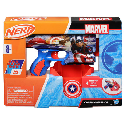 Jucărie Blaster Captain America Nerf cu mecanism de încărcare ușoară
