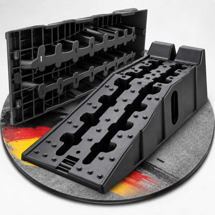 Car Ramps 2-Piece Set with 5 Tonne Capacity and Wheel Stop, Non-Slip, Black