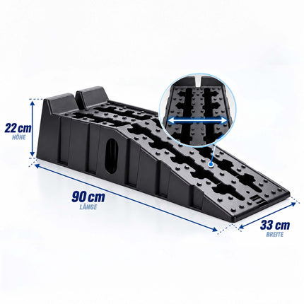 Car Ramps 2-Piece Set with 5 Tonne Capacity and Wheel Stop, Non-Slip, Black