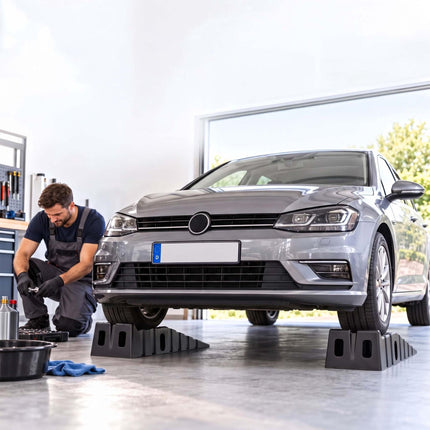 Car Ramps Set of 2 with 5000 kg Load Capacity and Wheel Stop, HDPE, Non-Slip