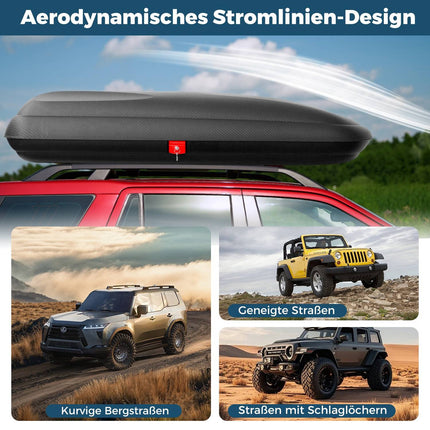 Cutie de acoperiș pentru mașină 400L - Blocabilă, Durabilă, Aerodinamică