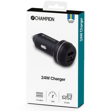 Car charger 24W 2-Port Black