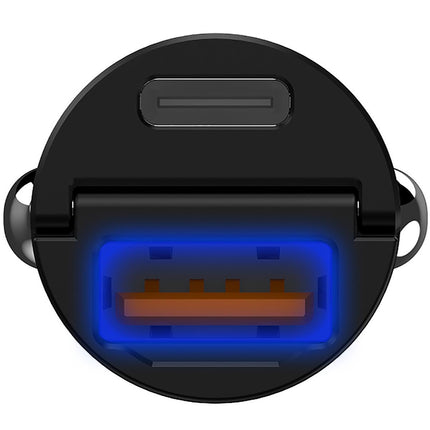 Car charger Mini 1xUSB-C PD 1xUSB 30W
