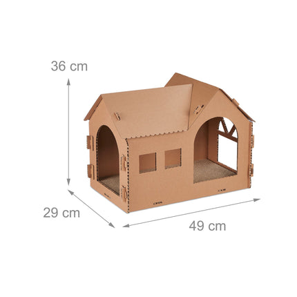 Casă de pisici din carton cu scândură de zgâriere