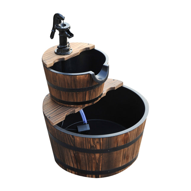 Garden fountain with waterfall, fir wood, 44.5 x 58.5 cm