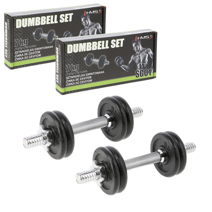 Haltere din fontă, 2x7kg, set de 2