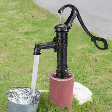 Cast Iron Manual Hand Water Pump, 22 Ft Lift, 1-1/4 NPT