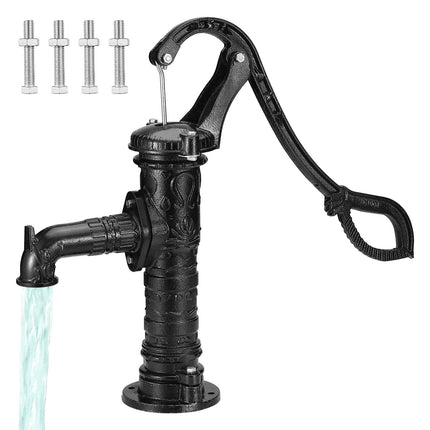Cast Iron Manual Hand Water Pump, 22 Ft Lift, 1-1/4 NPT