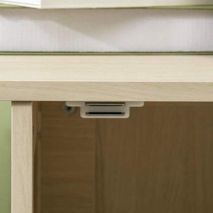 Dulap pentru pisici Toaletă pentru pisici în design dulap, cu minge de joacă și masă laterală, stejar, ușă magnetică, 86X48X52Cm