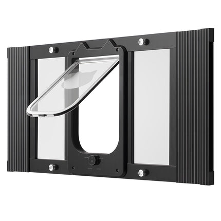 Cat Door for Window, 686-813 mm, 4-Way Lock, Aluminum Frame