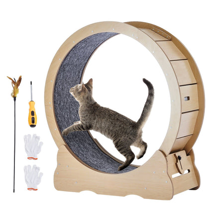Cat Exercise Wheel 35.8 Inch, Quiet Wooden Treadmill