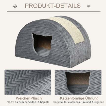 Casă pentru pisici cu zgârietură, gri sisal, peșteră pentru pisici, 48,5X30X30Cm