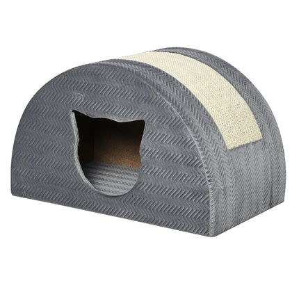 Casă pentru pisici cu zgârietură, gri sisal, peșteră pentru pisici, 48,5X30X30Cm