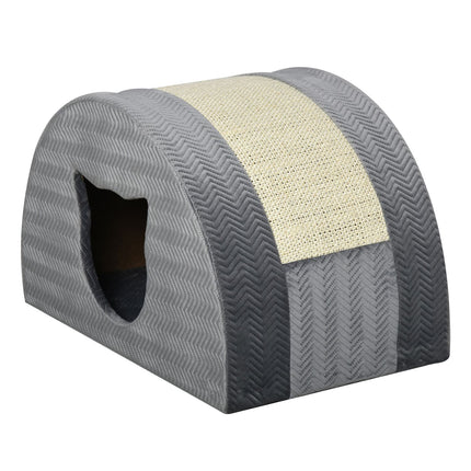 Casă pentru pisici cu zgârietură, gri sisal, peșteră pentru pisici, 48,5X30X30Cm