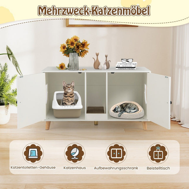 Cutie cutie pentru pisici cu 2 usi - alb, 108x50x60 cm