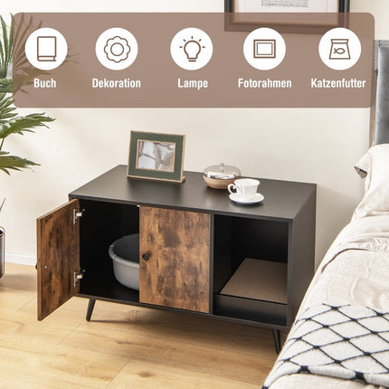 Dulap cutie de gunoi pentru pisici cu usi duble, 90 x 50 x 54 cm