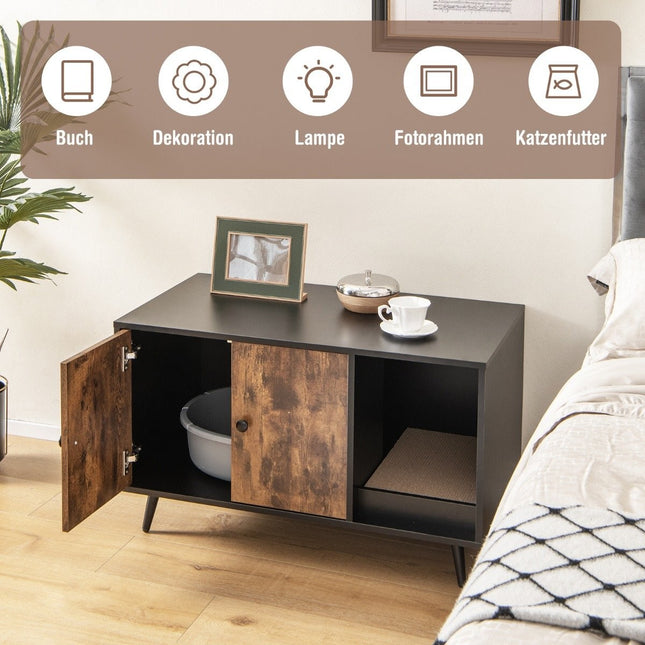 Dulap cutie de gunoi pentru pisici cu usi duble, 90 x 50 x 54 cm