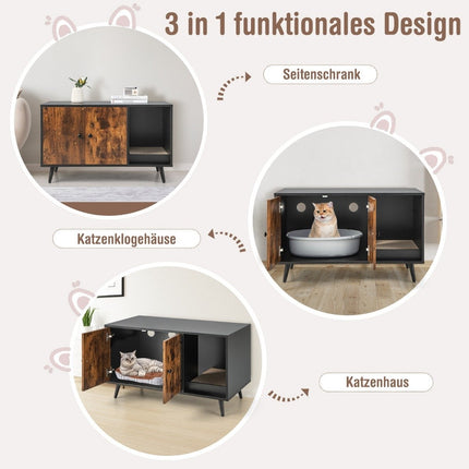 Dulap cutie de gunoi pentru pisici cu usi duble, 90 x 50 x 54 cm