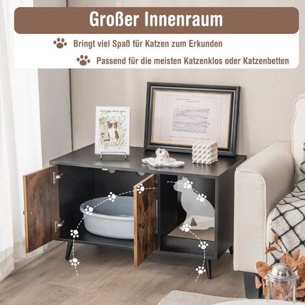 Dulap cutie de gunoi pentru pisici cu usi duble, 90 x 50 x 54 cm