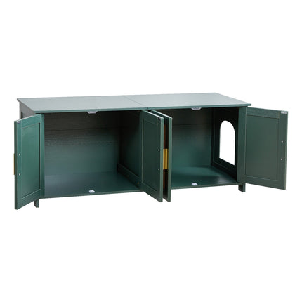 Cat Litter Box Enclosure Cabinet, 120 cm, 4 Rattan Doors