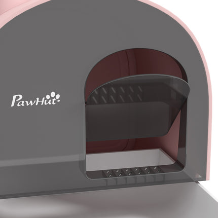 Pink cat litter box with pull-out tray and mat, 5 kg capacity
