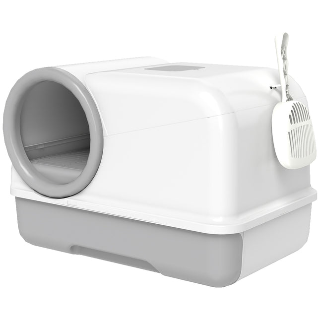 Litiera pentru pisici cu sertar și filtre de carbon, plastic