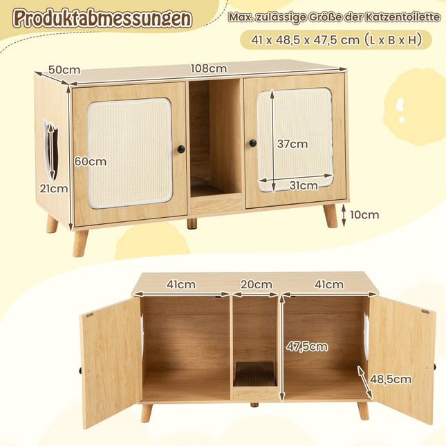 Litier pentru pisici cu 2 uși, design cu două camere