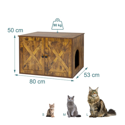 Litieră pentru pisici cu ventilație, aspect lemn