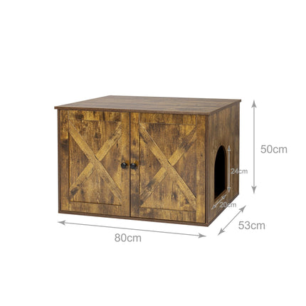 Litieră pentru pisici cu ventilație, aspect lemn