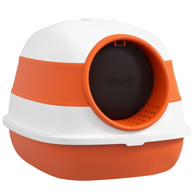 Covered cat litter box with odor remover and scoop
