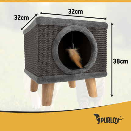 Stâlp de zgâriat pentru pisici cu pat, sisal, picioare stabile
