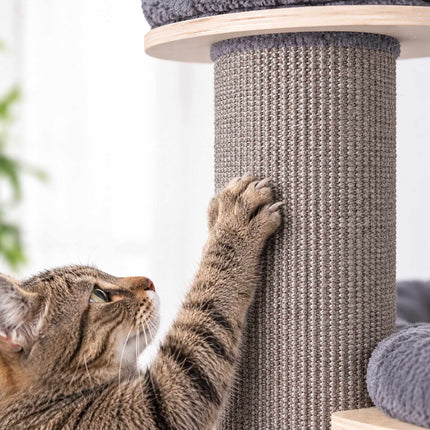 Cat Scratching Tree with 3 Cushioned Platforms, 187 cm – Grey, Sisal Post