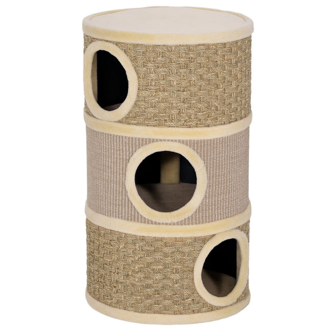 Turn pentru pisici, 79 cm, stâlp de zgâriat din sisal cu 3 niveluri