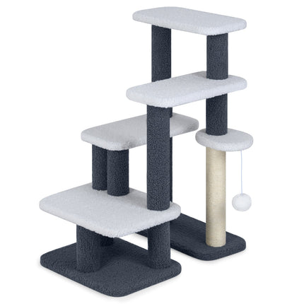 Turn pentru pisici cu stâlp din sisal și 4 platforme, gri
