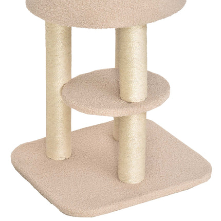 Ansamblul pentru pisici 148 cm cu grotă, stâlpi din sisal, bej