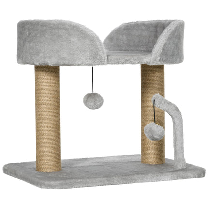 Ansambl pentru pisici 42 cm, stâlp de zgâriat din iută, platformă, gri