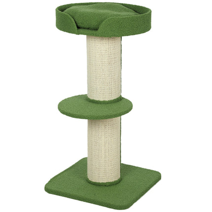 Arborele Pisicii 91cm cu Pat, Platforme, Stalpi Sisal, Verde