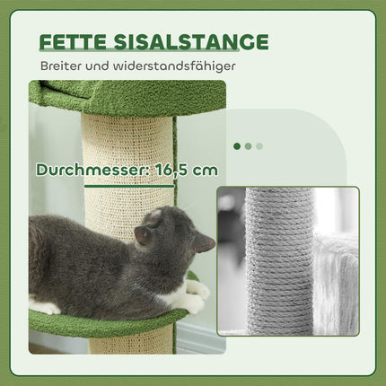 Arborele Pisicii 91cm cu Pat, Platforme, Stalpi Sisal, Verde