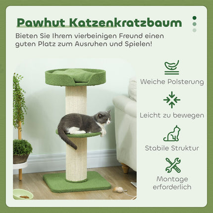 Arborele Pisicii 91cm cu Pat, Platforme, Stalpi Sisal, Verde