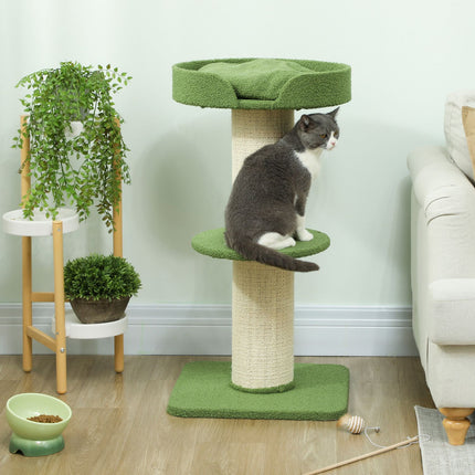 Arborele Pisicii 91cm cu Pat, Platforme, Stalpi Sisal, Verde