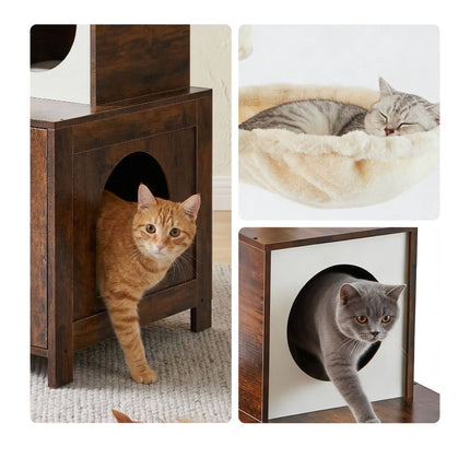Ansamblu pentru pisici cu litieră, 150 cm, stâlpi din sisal