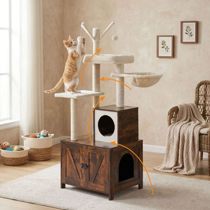 Ansamblu pentru pisici cu litieră, 150 cm, stâlpi din sisal