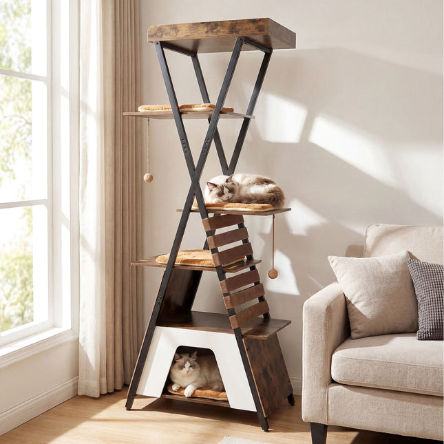 Arborele pentru pisici de interior, 185 cm, tip Condo și Perch