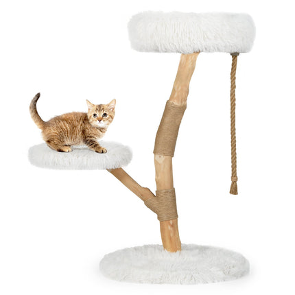 Ansamblu pentru pisici cu 3 platforme plușate, stâlpi din iută, 90 cm