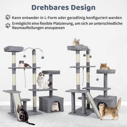 Ansamblul pentru pisici cu design rotativ, Condo & Rampă, Gri deschis