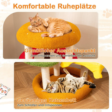 Ansamblul pentru pisici cu stâlpi din sisal, platforme și pat, 106 cm