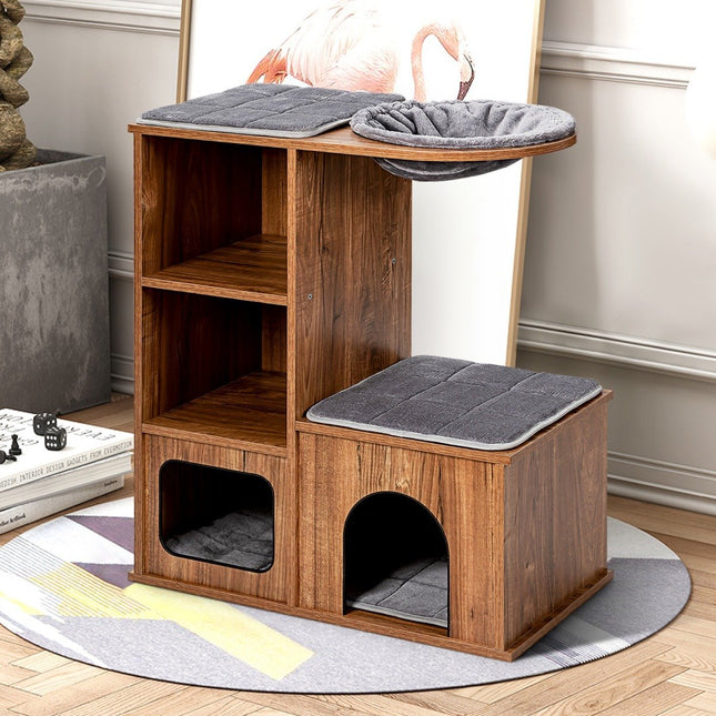 Mobilier pentru pisici cu covorașe de peșteră Casă de joacă pentru pisici arbore din lemn pentru pisici casă pentru pisici copac pentru cățărare 69x39x 80,5 cm