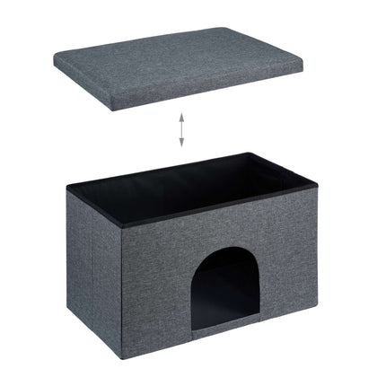 Piele de pisică cu pernă de scaun în culoarea gri